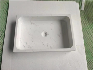 Custom Made White Marble Vanity Top Sinks