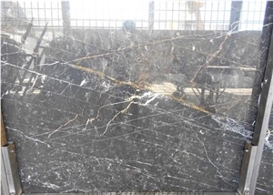 Golden Black Marble  Slabs, Iranion Polished Marble Wall