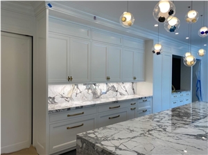 Marble Waterfall Kitchen Island Tops Invisible Grey Bar Top