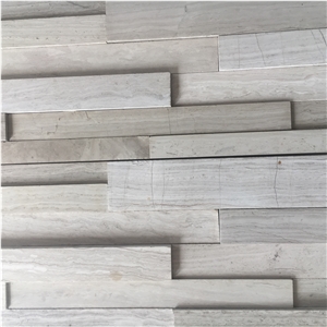 Marble Z Stone Ledger Panel White Wood Stacked Wall Cladding
