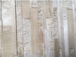 Stacked Thin Stone Veneer Travertine Feature Wall Cladding