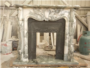 Stone Design Indoor Fireplace Sculptured Travertine Mantel