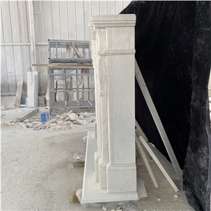 Classic Design Hand Carved White Marble Fireplace Mantel 