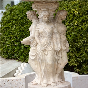 Beige Travertine Carving Fountain