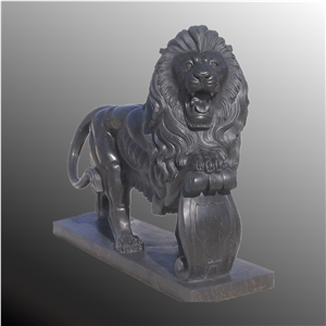 Black Marble Lion Sculpture