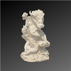Chinese Dragon White Marble Carving