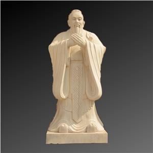Confucius Sculpture In White Marble