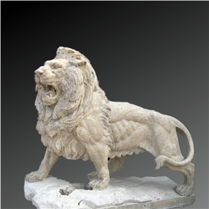 Travertine Lion Statue