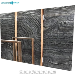 Polished Ancient Wood Grain Kenya Black Marble Slab
