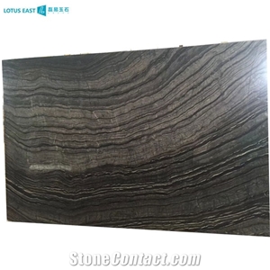 Polished Black Wooden Marble For Wall Tile Kitchen Tile