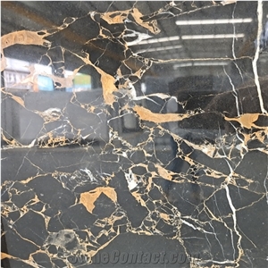 Polished Mystique Dark Gold Portoro Marble For Kitchen Tile