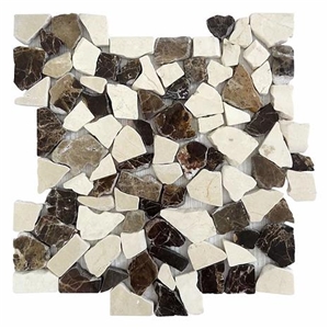 Mocha Interlocking Chipped Marble Mosaic