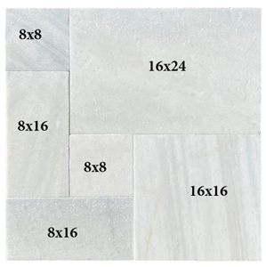 White Marble French Pattern Leathered 3 Cm