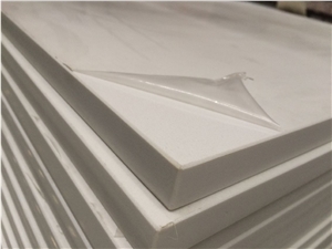 Pure White Quartz Countertop Top With Eased Polished Edge