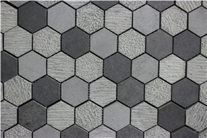 Light Grey Basal Mixed Finishes Mosaic Tile Bathroom Tile