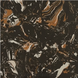 China Black Artificial Marble Engineered Stone Slab