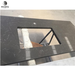 Precise Cut-To-Size Polished Grey Quartz Countertop