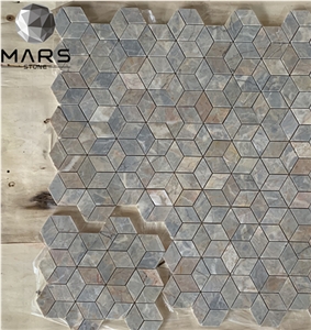 3D Cube Mosaic For Floor Tile Rhombus Marble Mosaic Stone