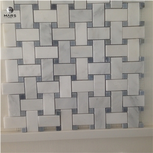Basketweave Backsplash Mosaic Marble Tiles For Bathroom