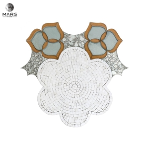 Beautiful Design Flower Sharp White Mosaic Marble Tiles