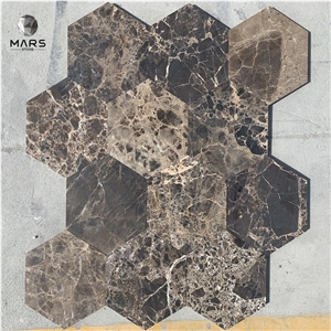 Big Size Dark Hexagon Polished Kitchen Marble Mosaic