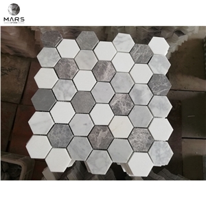 Black And White Hexagon Shape Natural Stone Mosaic Tiles