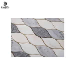 Broken Pieces Irregular Polished White Marble Mosaics Tiles