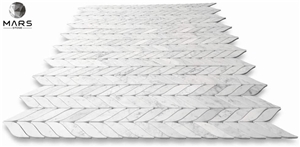 Carrara White Marble Feather Leaf Grand Feather Mosaic Tile