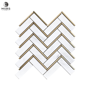 Cheap Mosaics Tiles Arrow Sharp White Polished Marble