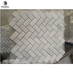 China Factory Direct Carrara White Herringbone Mosaic Tiles