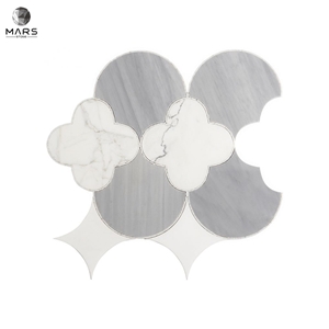 Cloud Irregular White Flower Polished Mosaic Marble Tiles