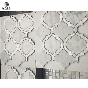 Excellent Lantern Shaped White Arabesque Marble Mosaic Tile