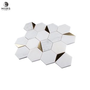 Factory Price White Marble Hexagon Mental Mosaics Tiles