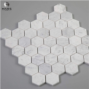 Good Quality White Carrara Marble Hexagon Stone Mosaic Tile