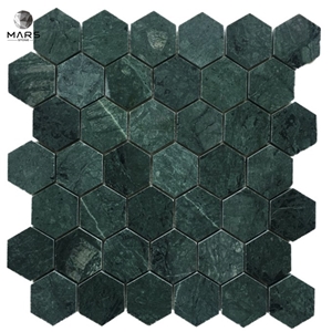 Honed Indian Green Marble Hexagon Mosaic Tiles