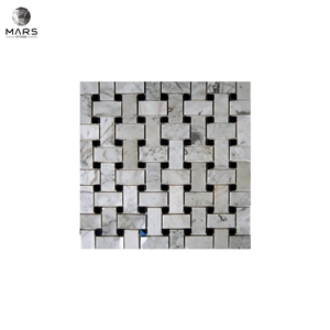 Interior Basket Weave Natural Stone Mosaic Marble Tiles
