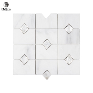 Irregular Carrara Polished White Diamond Marble Mosaic Tiles