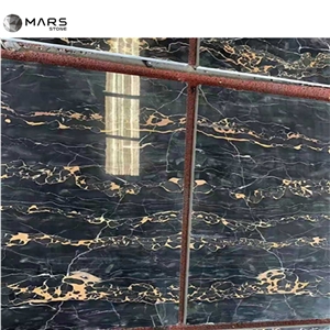 Italy Golden Black Nero Marble With Gold Veins 