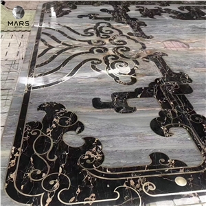 Italy Nero Portoro Golden Black Marble Room Floor Tile Price