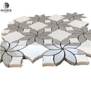 Mixed Colour Flower Shape Marble Mosaic Stone Flooring Tiles