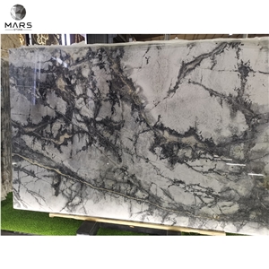 Multi-Grain Polished White Mable Stone Slab Tiles For Wall