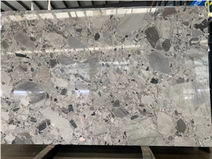 Natural Fossil Grey Marble Big Polished Slab Panels