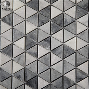 Natural Gray Marble Stone Triangle Polished Mosaic Tile