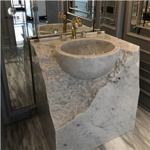 Natural Indoor Decoration Bathroom Stone White Carrara Sink