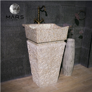 Natural Stone Pedestal Basin Granite Bowl Sink For Washing