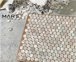 Norwegian Pink Marble Penny Round Mosaic Tile Decorative