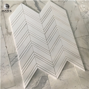 Popular Chevron Shape White Marble Mosaic Tiles