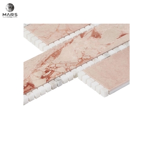 Popular Type Brick Strip Polished Pink Marble Mosaic Tiles