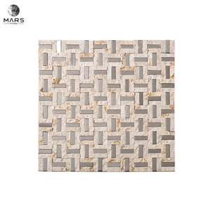 Rectangle Mental Brown Natural Split Marble Mosaics Tiles