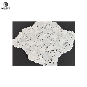 Round Pebbles Polished White Marble Mosaics Tiles
